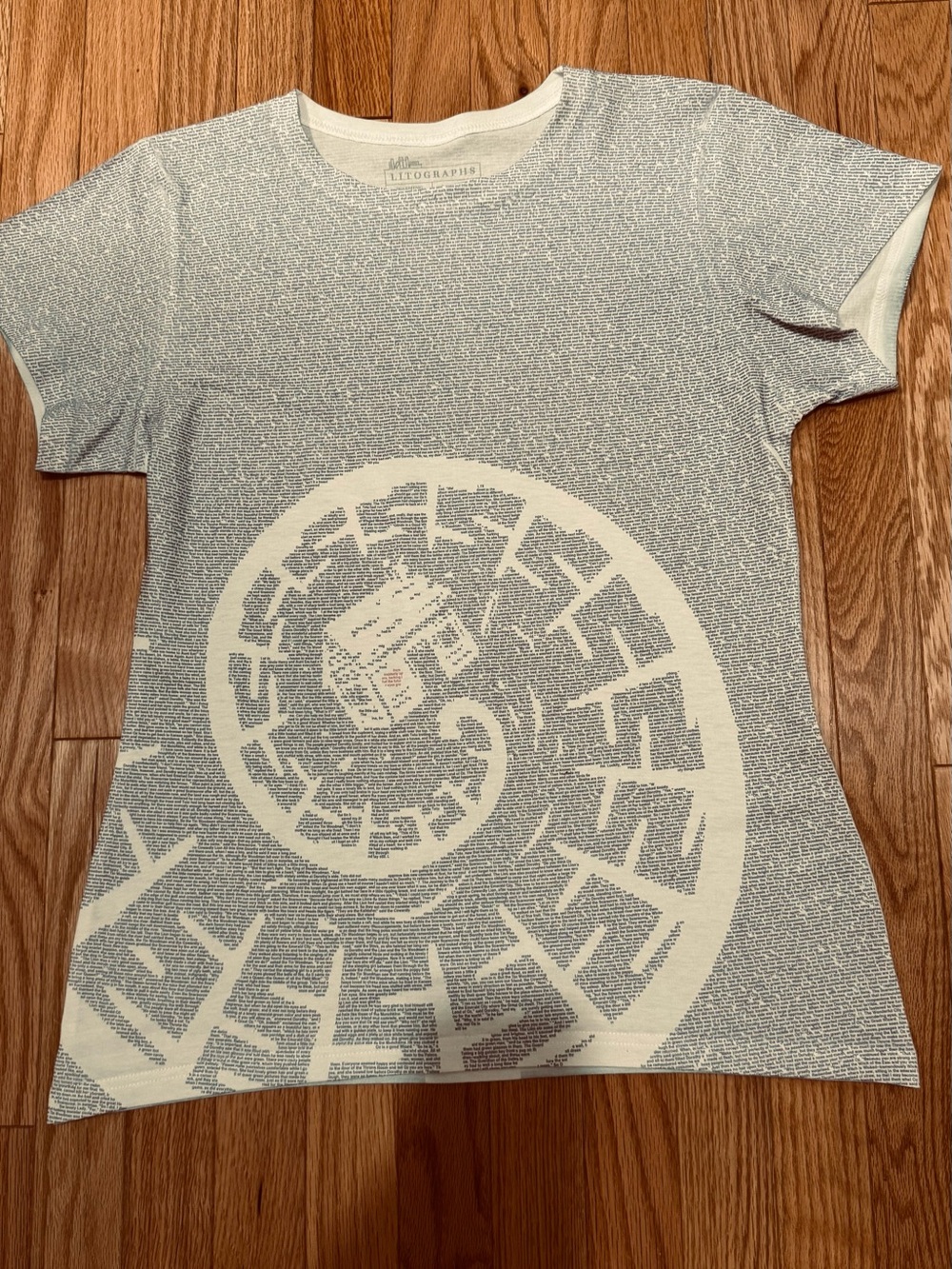 Lithographis Blue & Cream Spiral Graphic Short Sleeve Tee